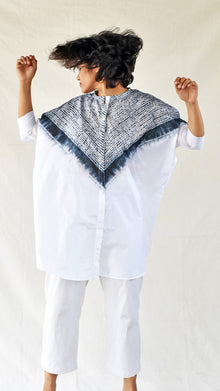  Black-white Silk Shibori Shirt