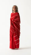 Surface Metal Saree - Red