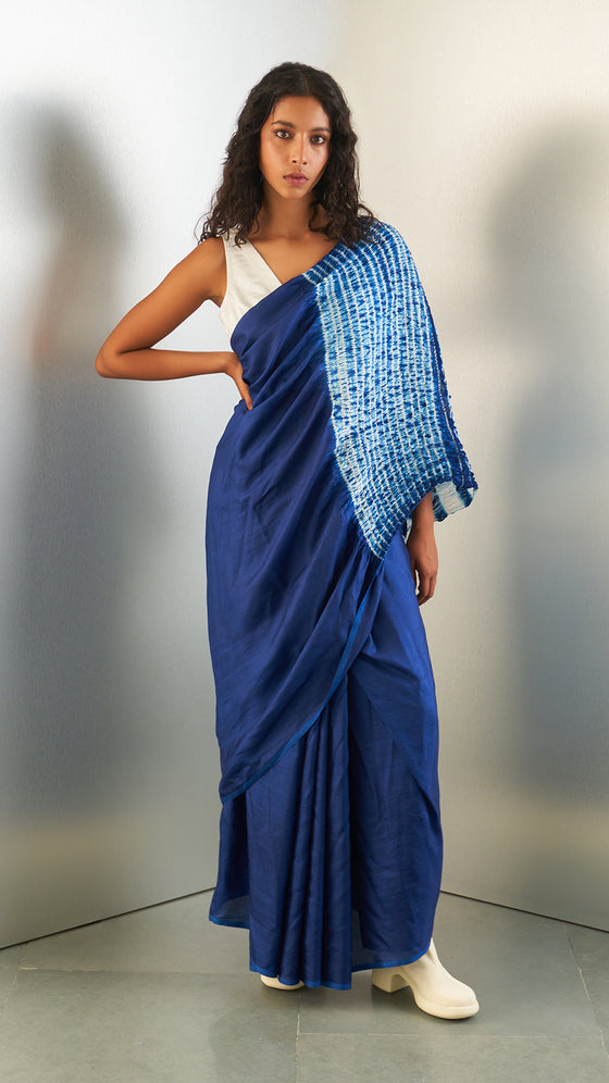 Flow Saree - Navy