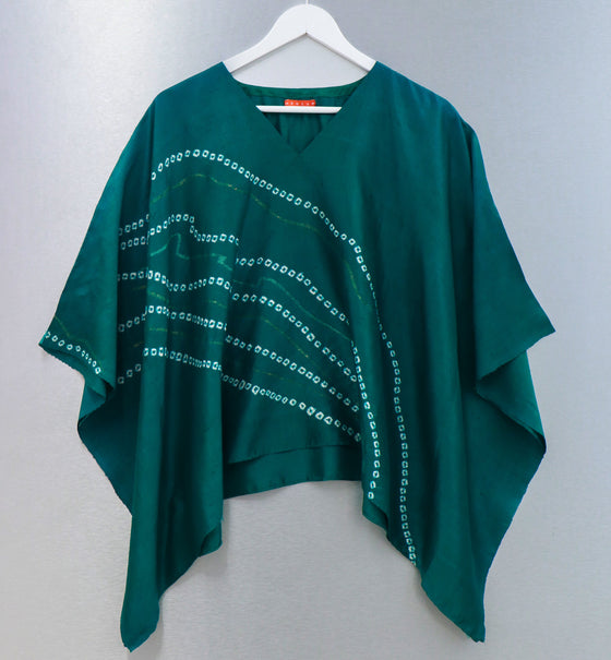 Jamdani Bandhani Kaftan Top - Green