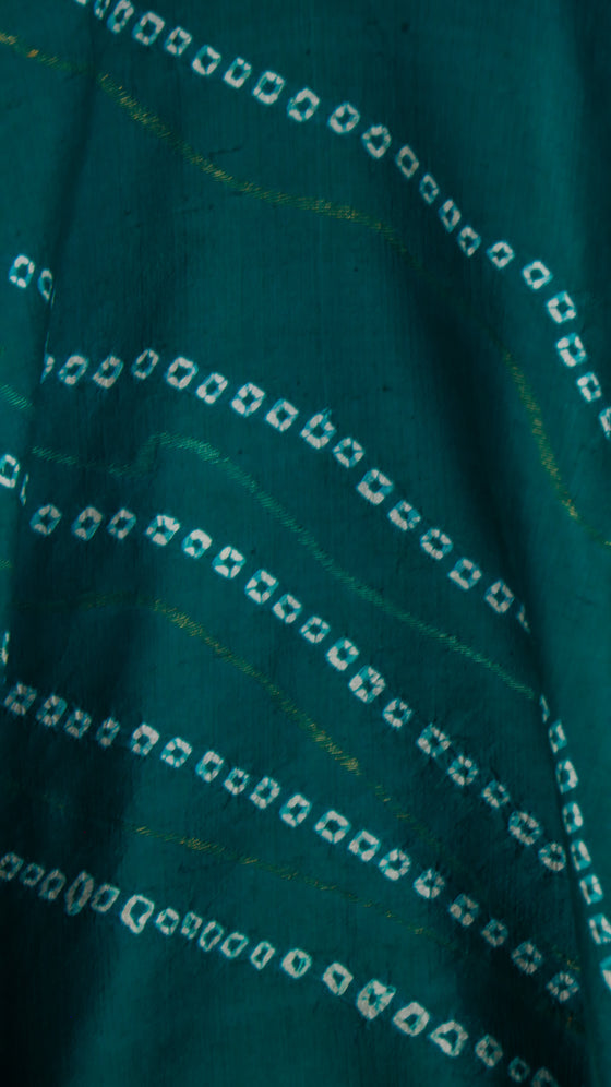 Jamdani Bandhani Kaftan Top - Green