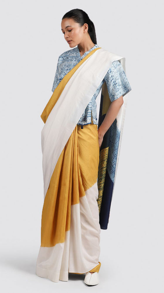 Crossing Over Saree - Haldi