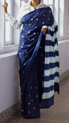 Parallel Terrain Saree- Indigo