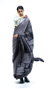Below the Grid Saree - Grey