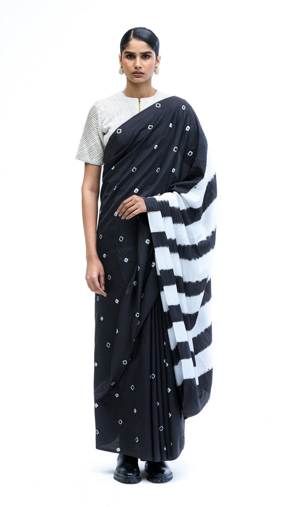 Parallel Terrain Saree - Black