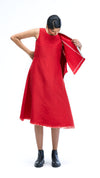 Solid Dress - Red-White