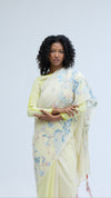 Algae Saree White Lime