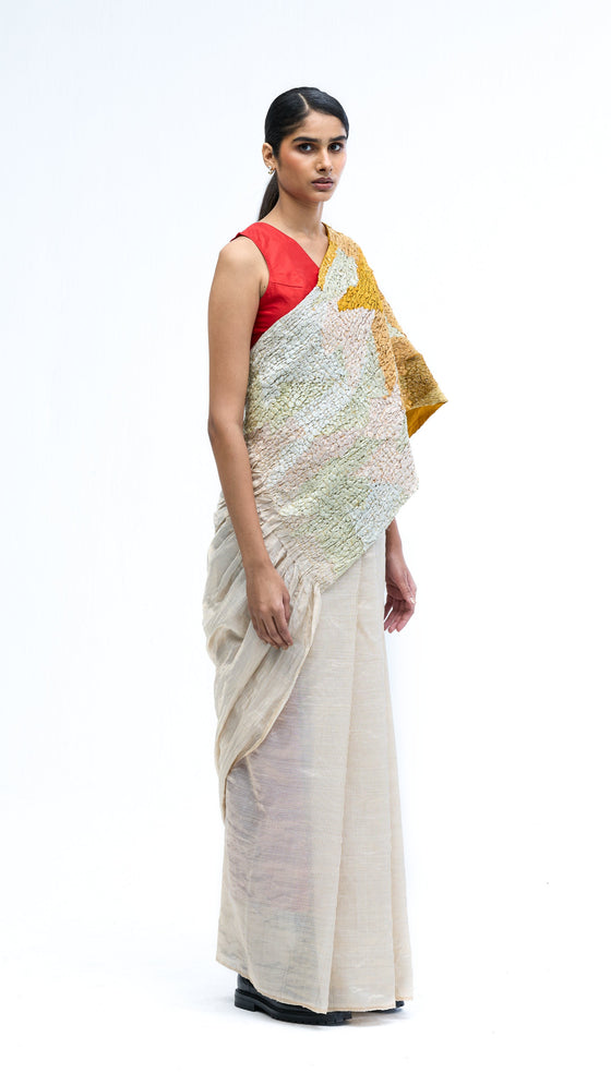 Shifter Saree - Mustard-Ivory