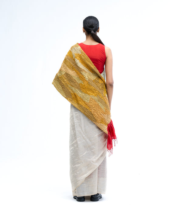 Shifter Saree - Mustard-Ivory