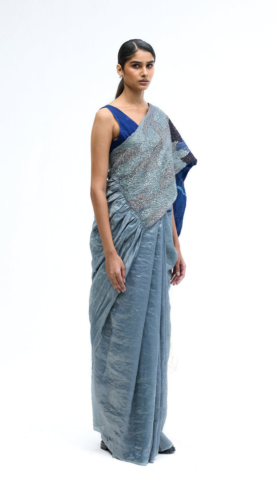 Shifter Saree - Navy-Grey