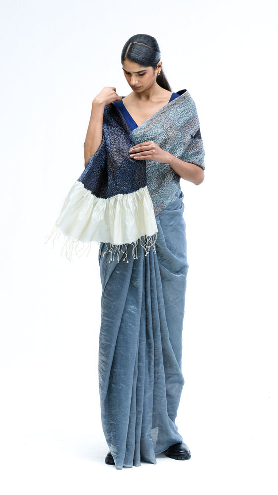 Shifter Saree - Navy-Grey