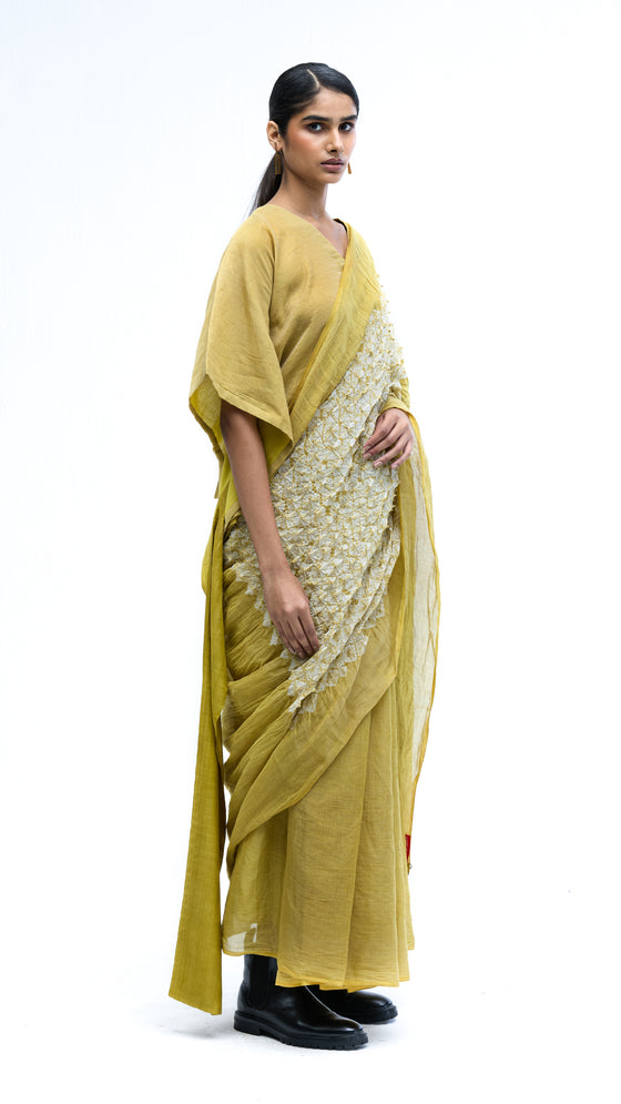 Fields between Light Saree - Lime