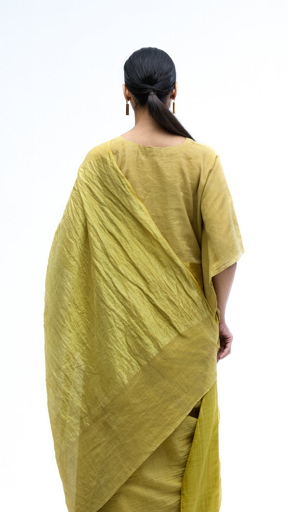 Fields between Light Saree - Lime