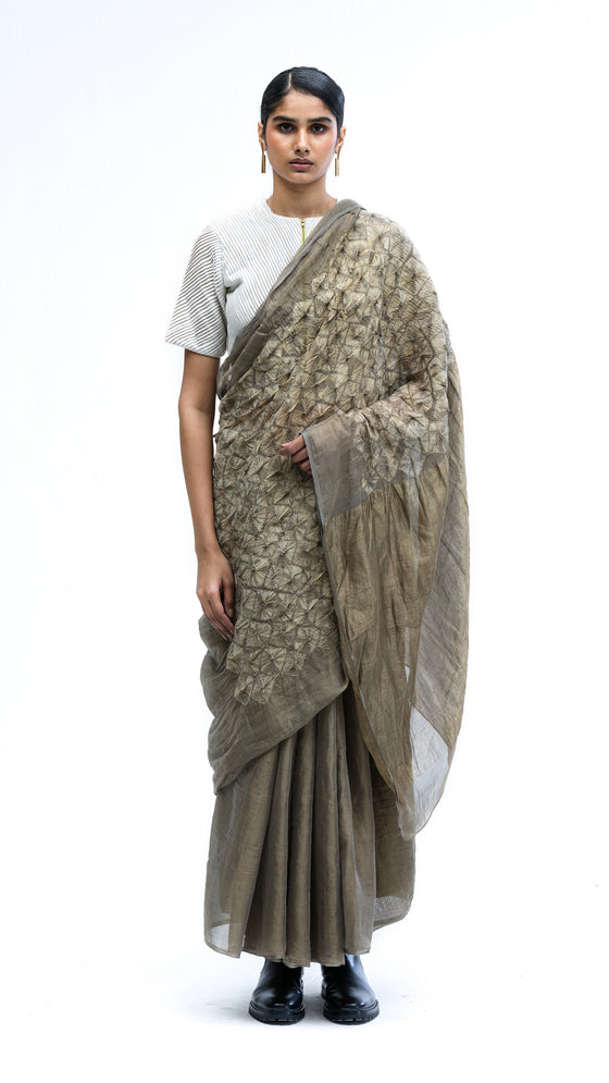 Fields between Light Saree - Grey