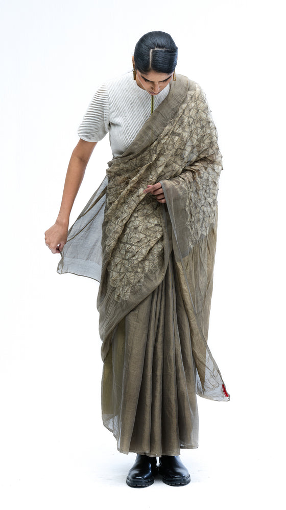 Fields between Light Saree - Grey