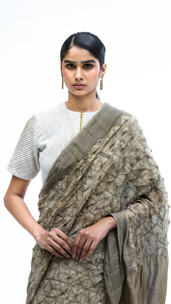 Fields between Light Saree - Grey