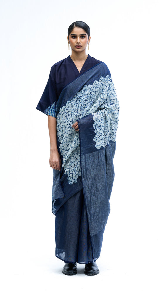 Fields between Light Saree - Indigo