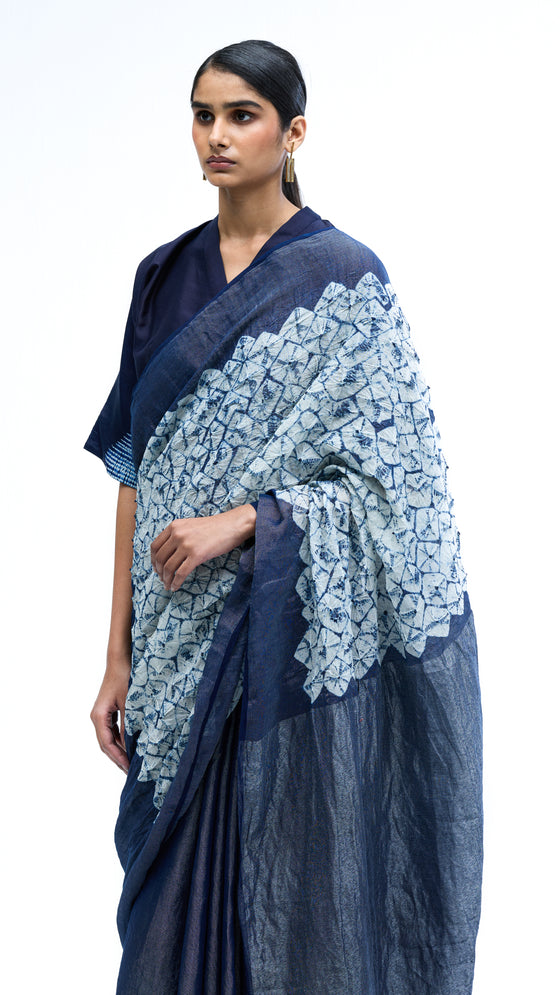 Fields between Light Saree - Indigo