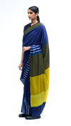 Where Lines Meet Water Saree - Indigo