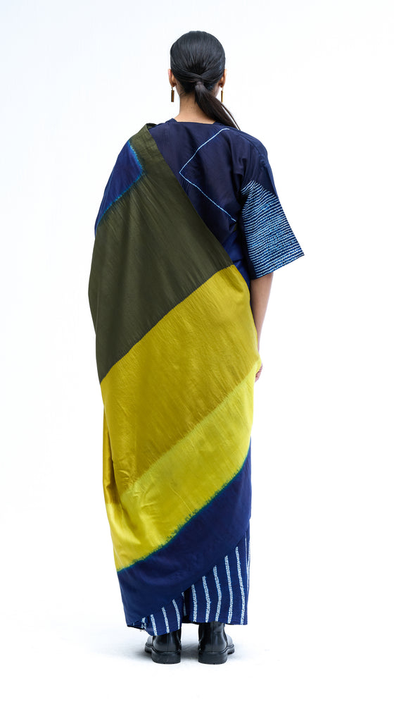 Where Lines Meet Water Saree - Indigo