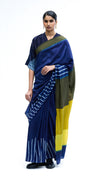 Where Lines Meet Water Saree - Indigo