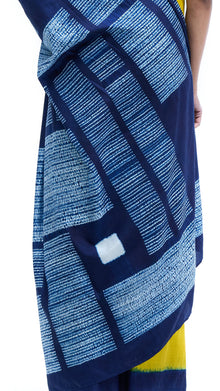  Below the Grid Saree - Indigo