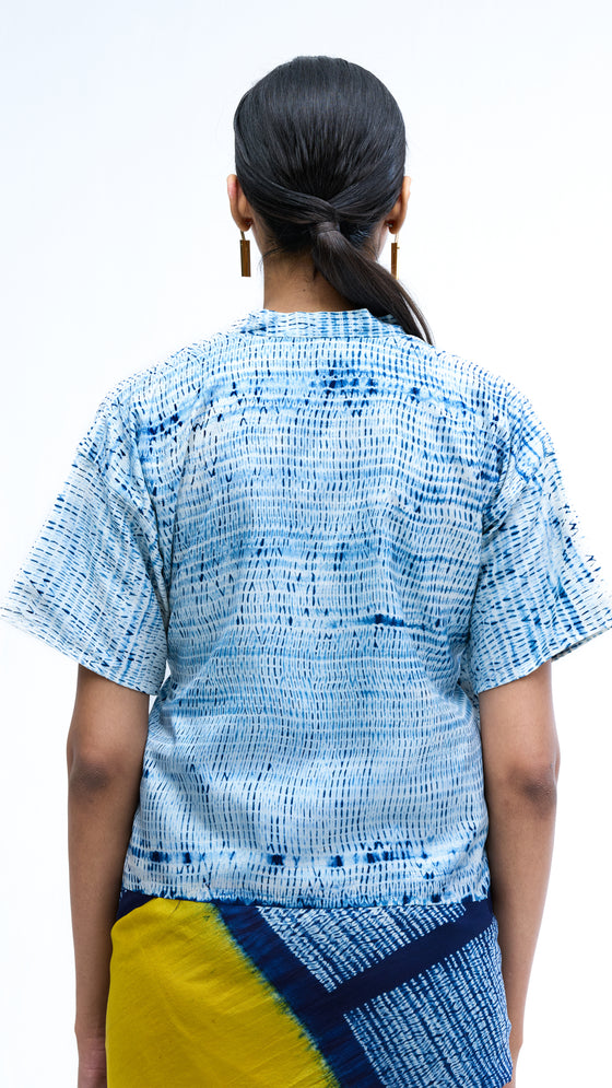 Fragment Blouse - White/Indigo