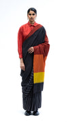 Where Lines Meet Water Saree - Black