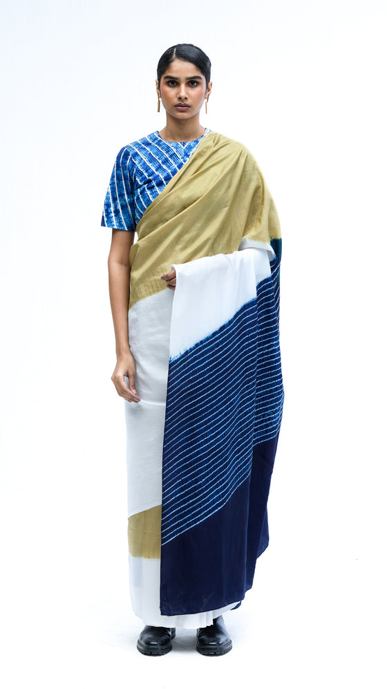 Crossing Over Saree - Indigo
