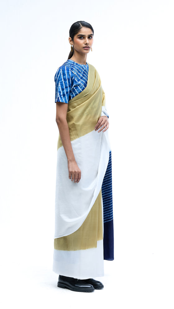 Crossing Over Saree - Indigo