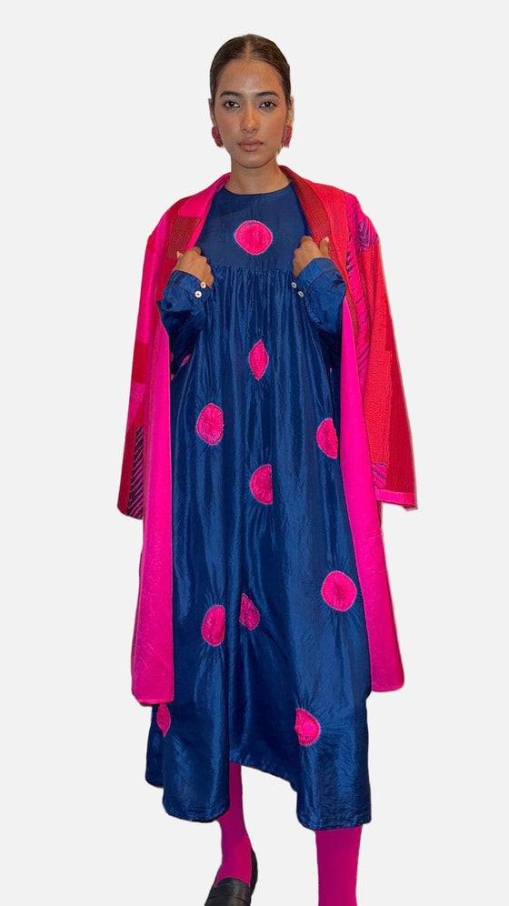 Polka Dress - Rani/Navy