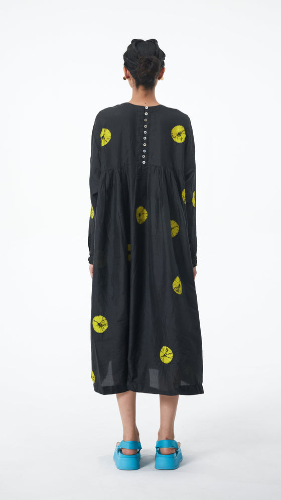 Black-Lime Polka Dress