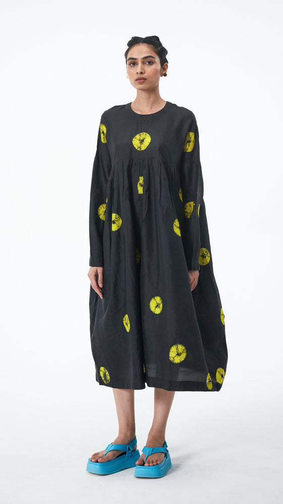 Black-Lime Polka Dress