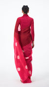Segment Organza Saree - Red/Fuschia