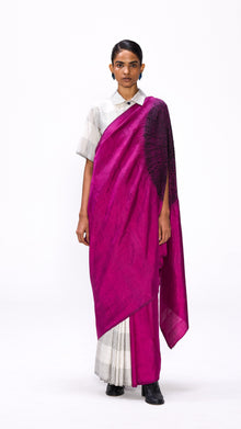  The Handsfree Saree - Magenta Checks