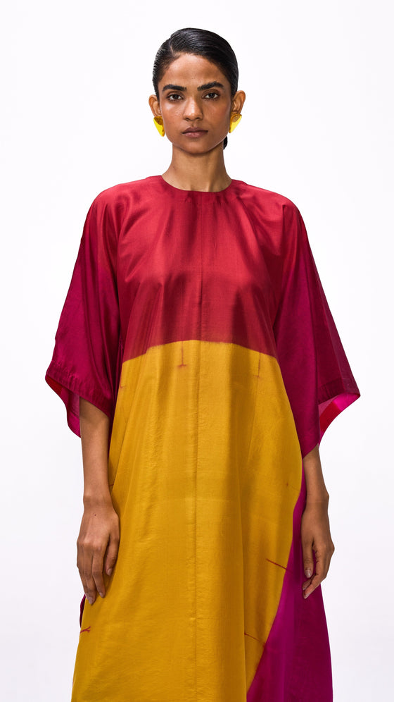Color Block Kaftan - Red Ochre