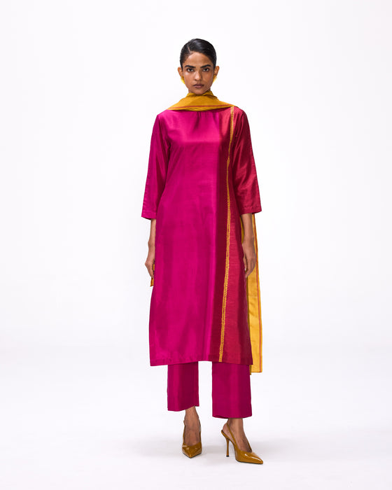 Margin Kurta - Tango Red