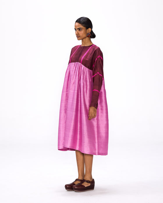 Colour Block Dress  - Carmine