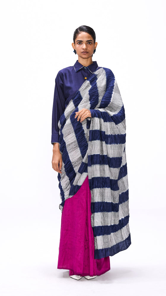 Unrule Saree - Magenta Navy