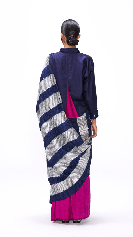 Unrule Saree - Magenta Navy