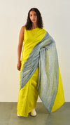 Stream Saree - Lime/Grey