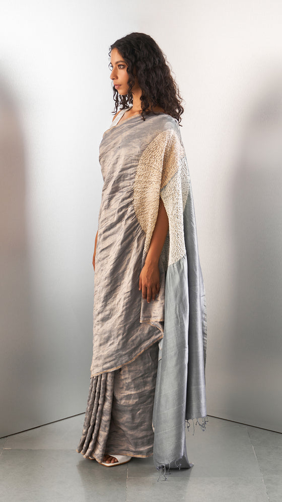 THE HANDSFREE SAREE - METALLIC GREY