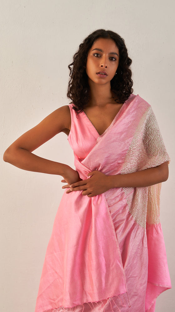 THE HANDSFREE SAREE - METALLIC PINK