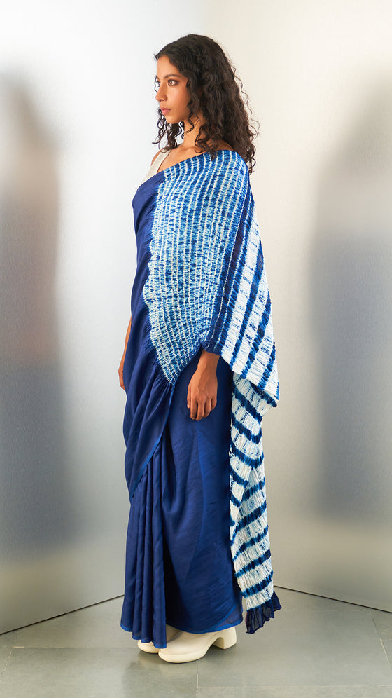 Flow Saree - Navy