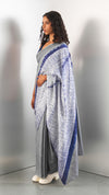 Stream Saree - Navy/Grey