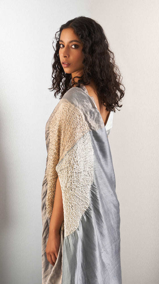 THE HANDSFREE SAREE - METALLIC GREY