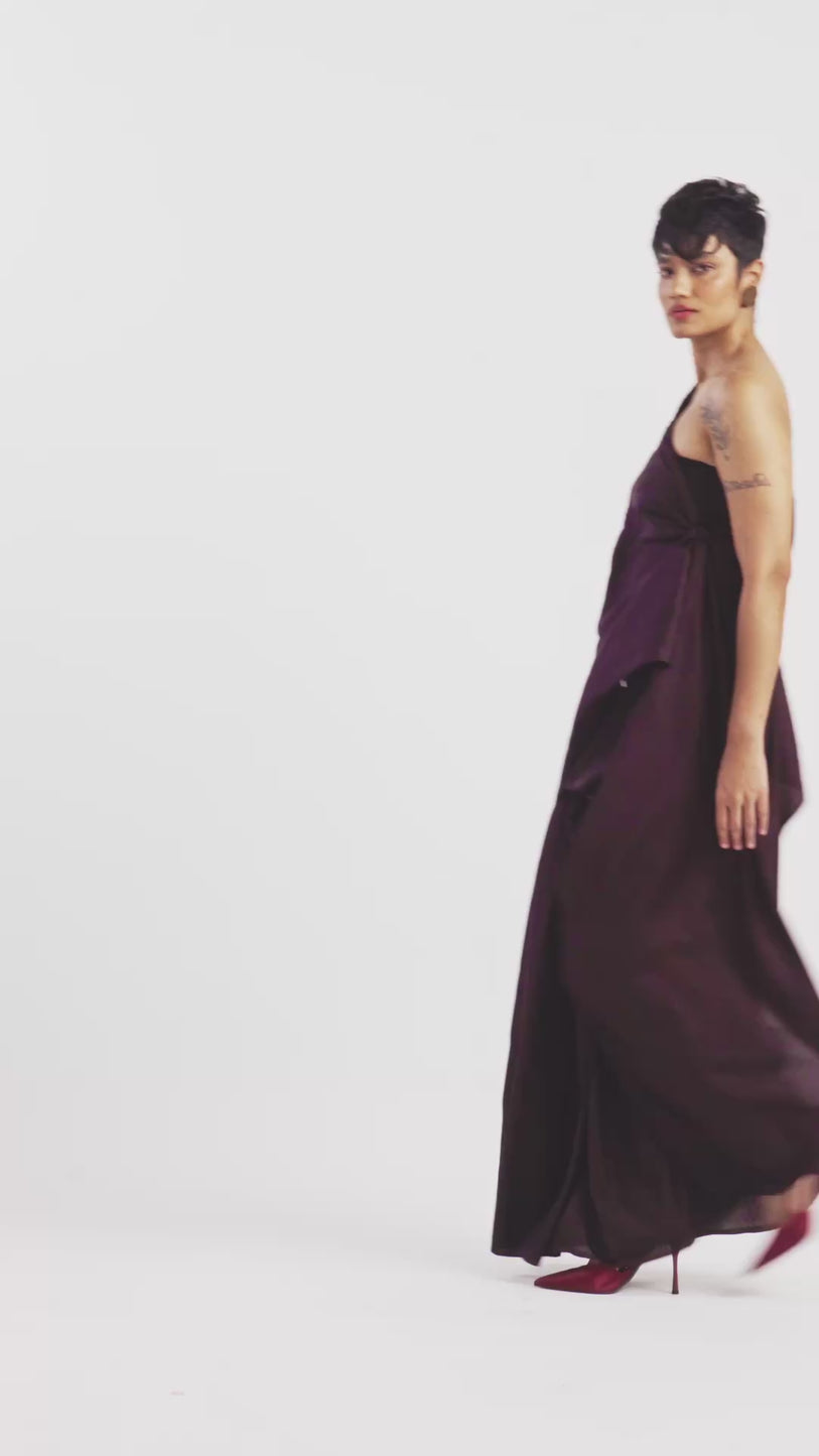 Liquid Handsfree Saree - Navy Burgundy