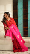 SEGMENT ORGANZA SAREE - RED/FUCHSIA