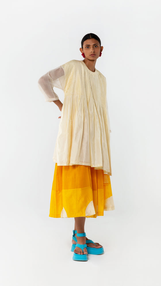 PLEATED KURTA - YELLOW