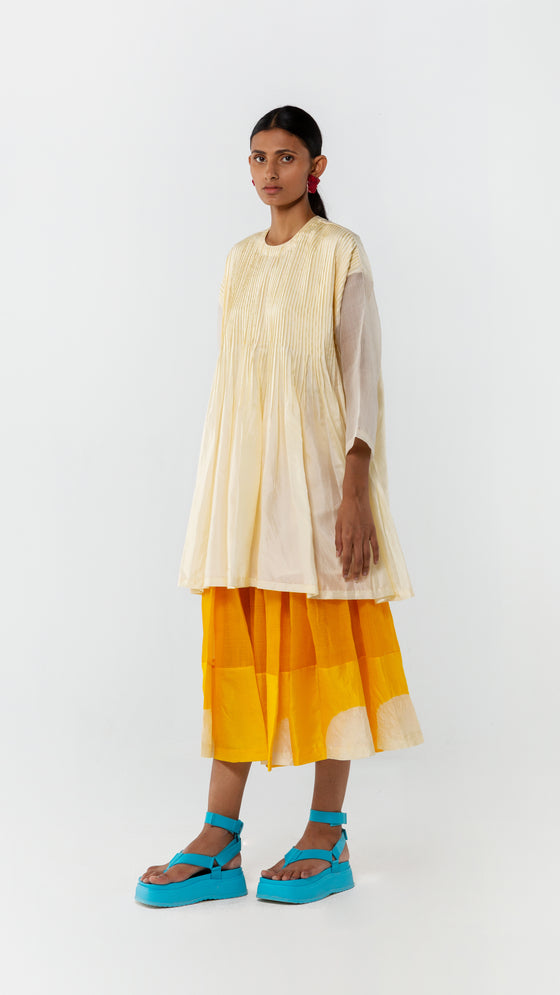 PLEATED KURTA - YELLOW